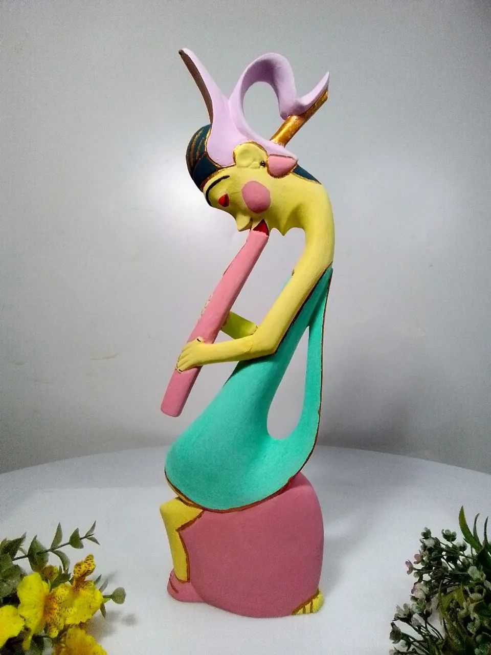 Antiga Estatueta Busto Suryak - Madeira de Bali  - Foto 2