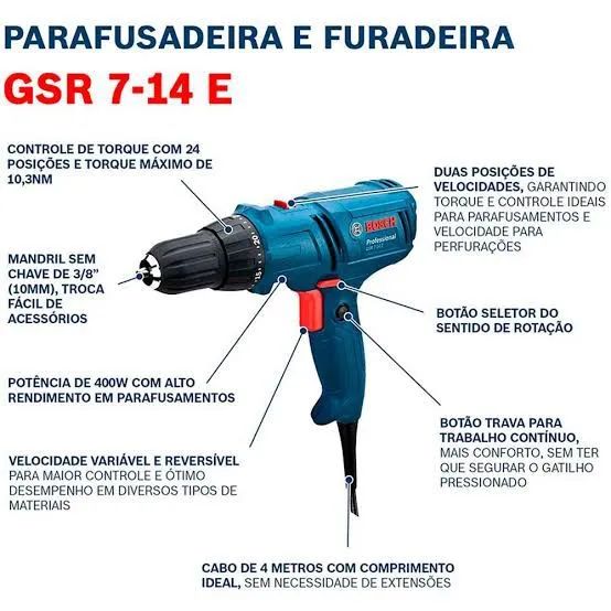 Parafusadeira e furadeira Bosch GSR 7-14 - Foto 3