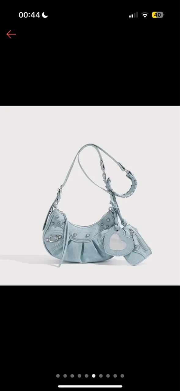 Bolsa de Ombro Azul com Detalhes em Metal - Foto 6