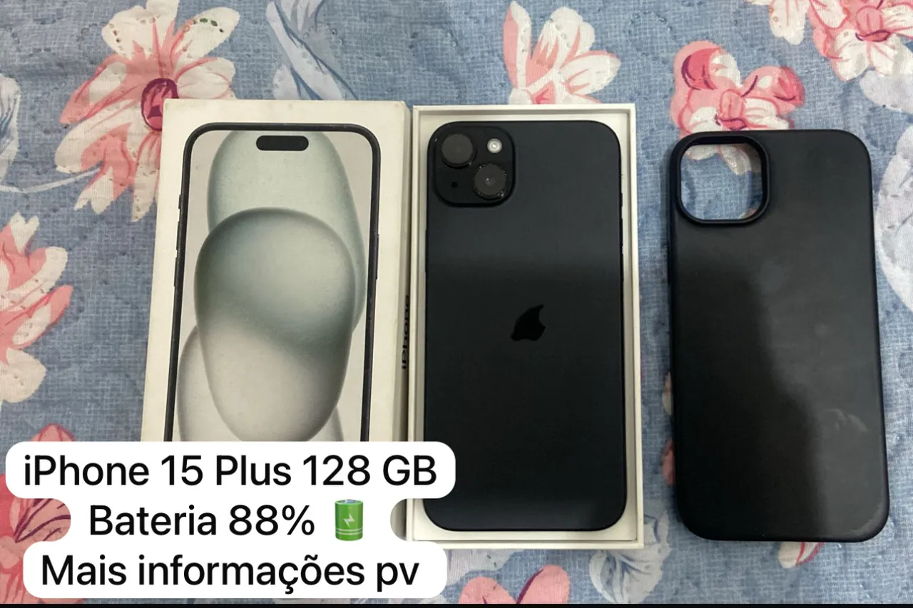 iPhone 15 Plus 128GB Preto - Bateria 88%