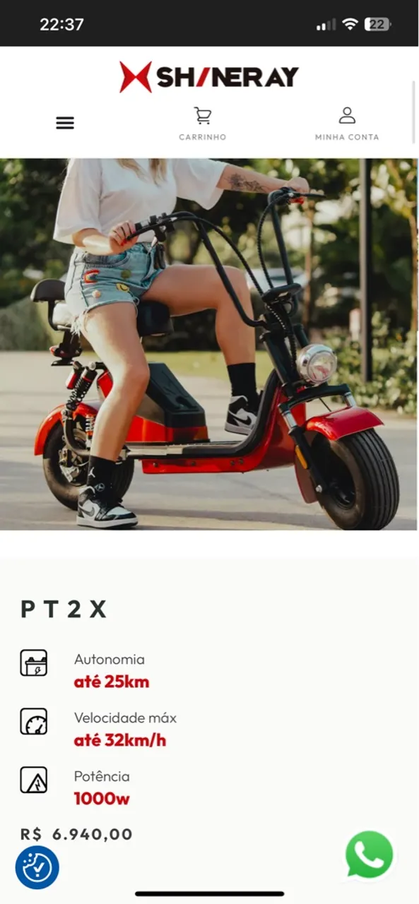 Mini Scooter Elétrica - PT2X - SHINERAY