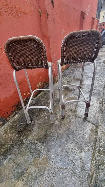 Par de Cadeiras de aluminio com Assento de Palhinha