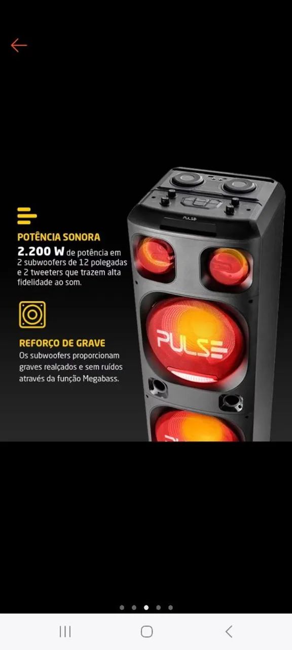 Caixa de Som Pulse com 2.200W de Potência