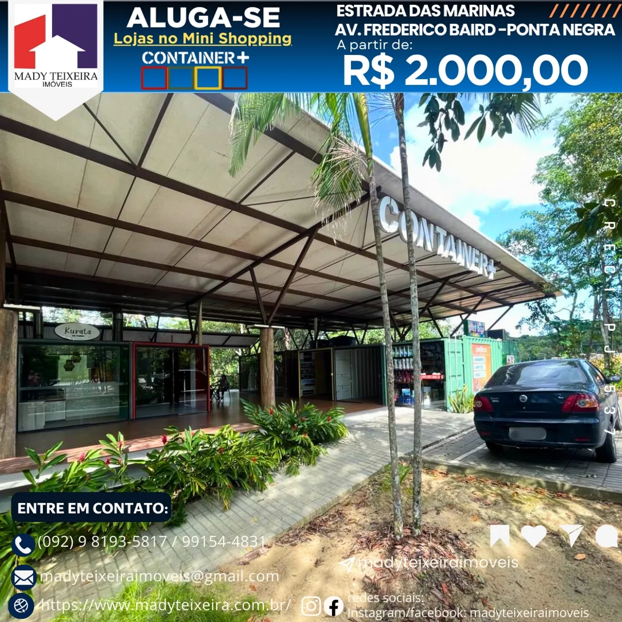 Ponto comercial/Loja/Box para aluguel com 16 metros quadrados em Ponta Negra - Manaus - AM