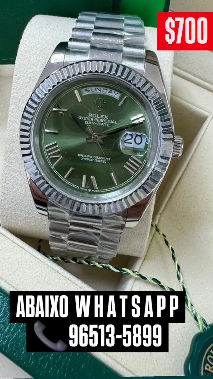 Relógio Rolex Automático Presidente Mostrador Verde RARIDADE 
