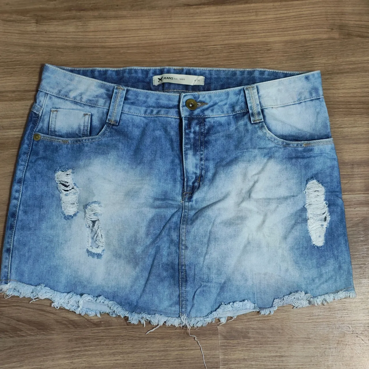 Saia Jeans Destroyed - Tamanho m