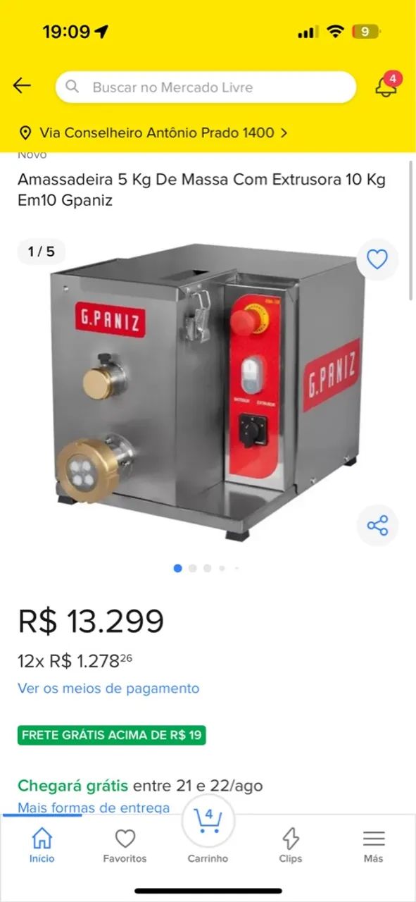 Amassadeira 5 Kg Com Extrusora 10 Kg Gpaniz