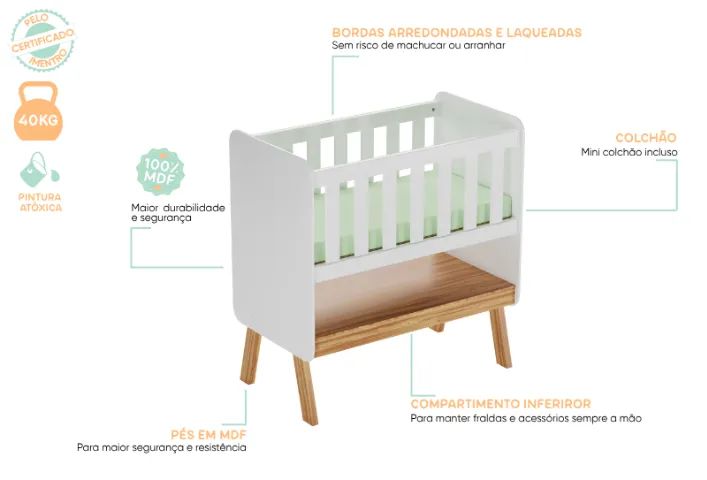 Mini Berço Guti Retro, 100% MDF  - Foto 4