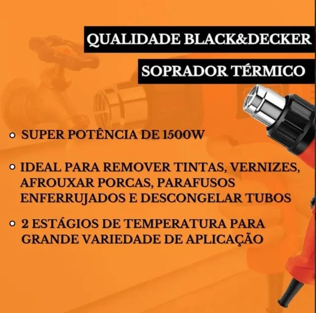 Soprador Térmico 1.500w Profissional 220v  Black Decker Modelo HG 1500B2 - Foto 5
