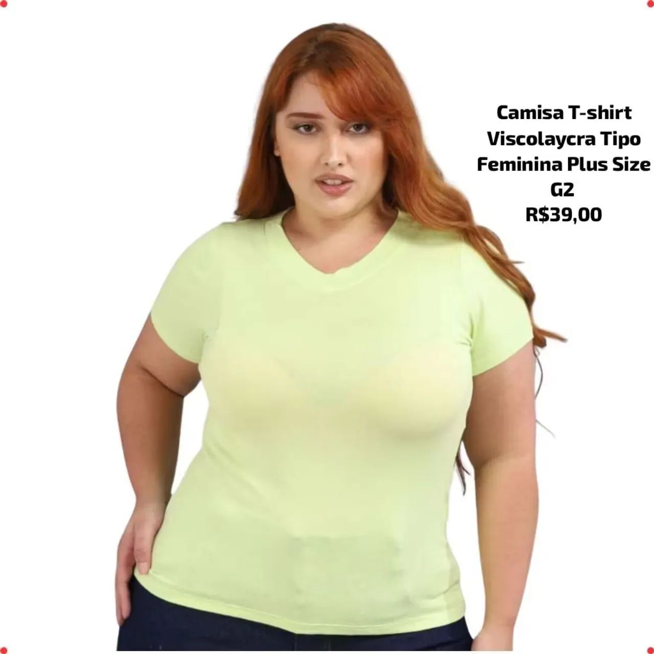Camisa T-shirt Viscolaycra Plus Size Feminina