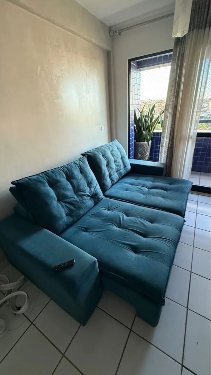 Sofá Azul, lindo! 2,40m, retrátil e reclinável 