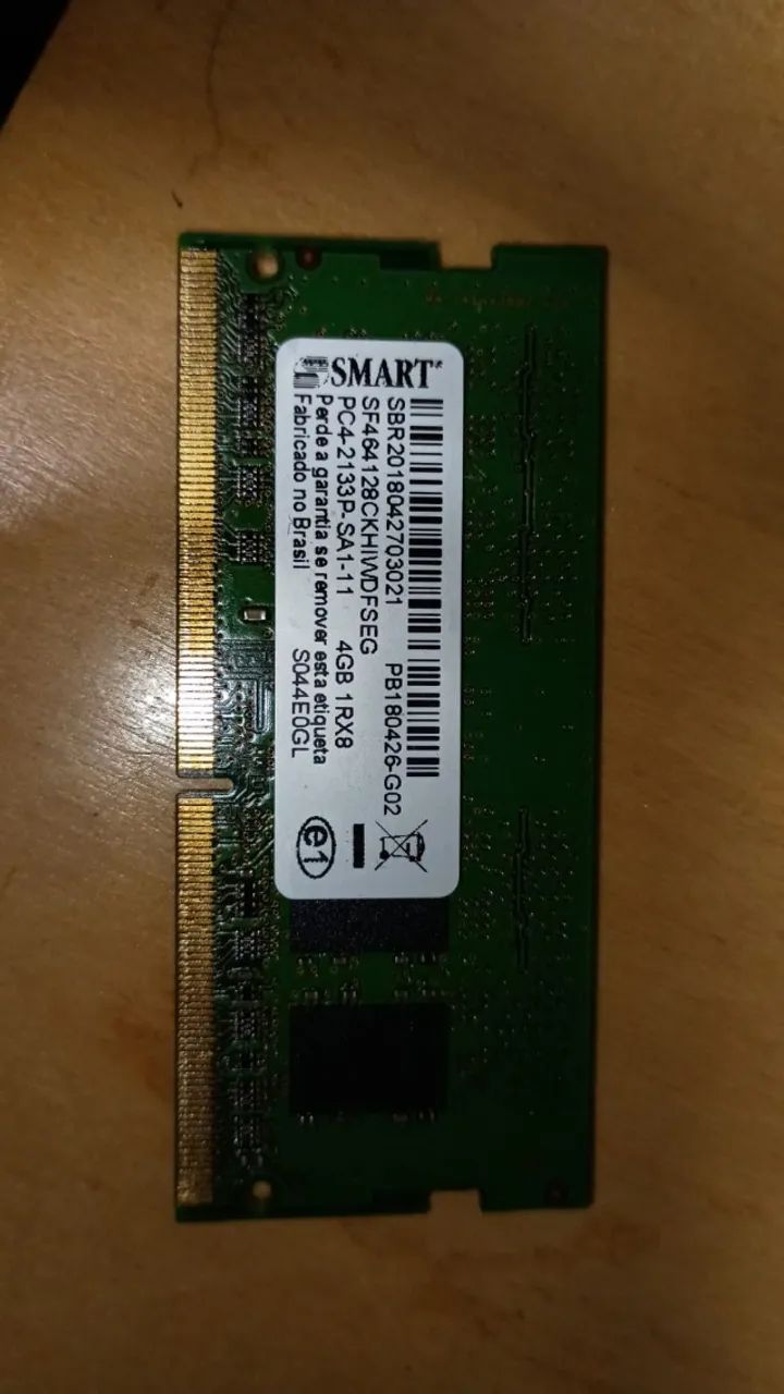 PENTE DE MEMÓRIA NOTBOOK - 4 GB - 2133 MHZ - DDR 4 
