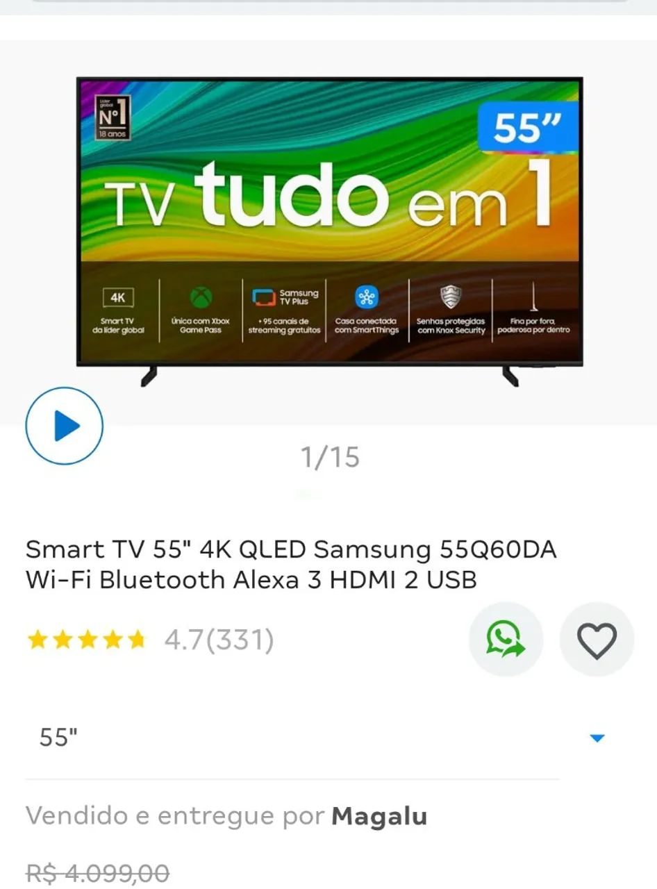 Smart TV 55" 4K QLED Samsung 55Q60DA