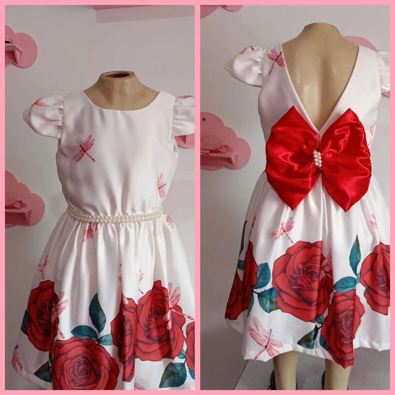 Vestido Infantil Rosa com Flores - Foto 5