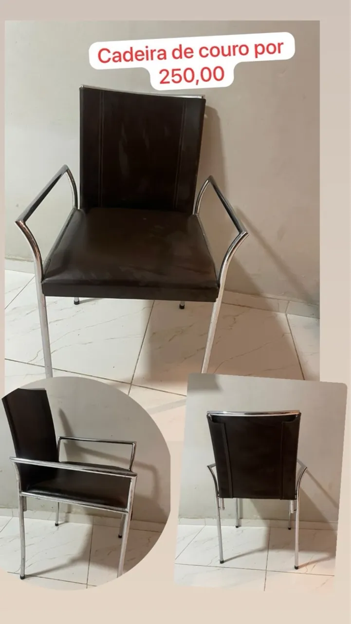 Cadeira de couro com design moderno - R$250,00