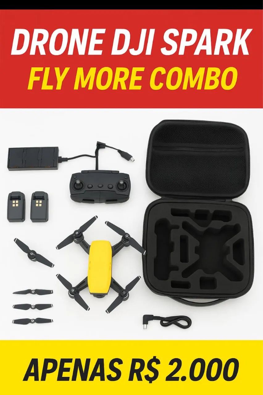 De 2300$ por 1170$. DJI SPARK FLY MORE - O MELHOR CUSTO-BENEFÍCIO