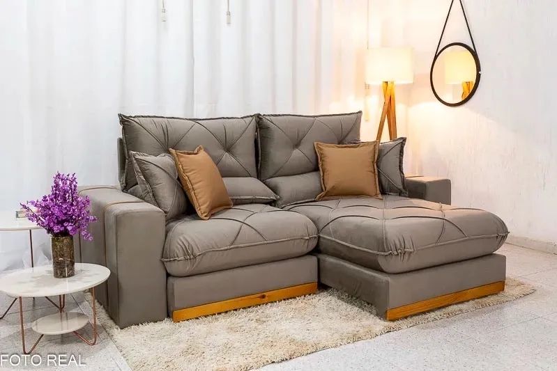 Sofá Retrátil Reclinável Gran Bello 2.50m Veludo- D33 e Molas Ensacadas - Foto 5