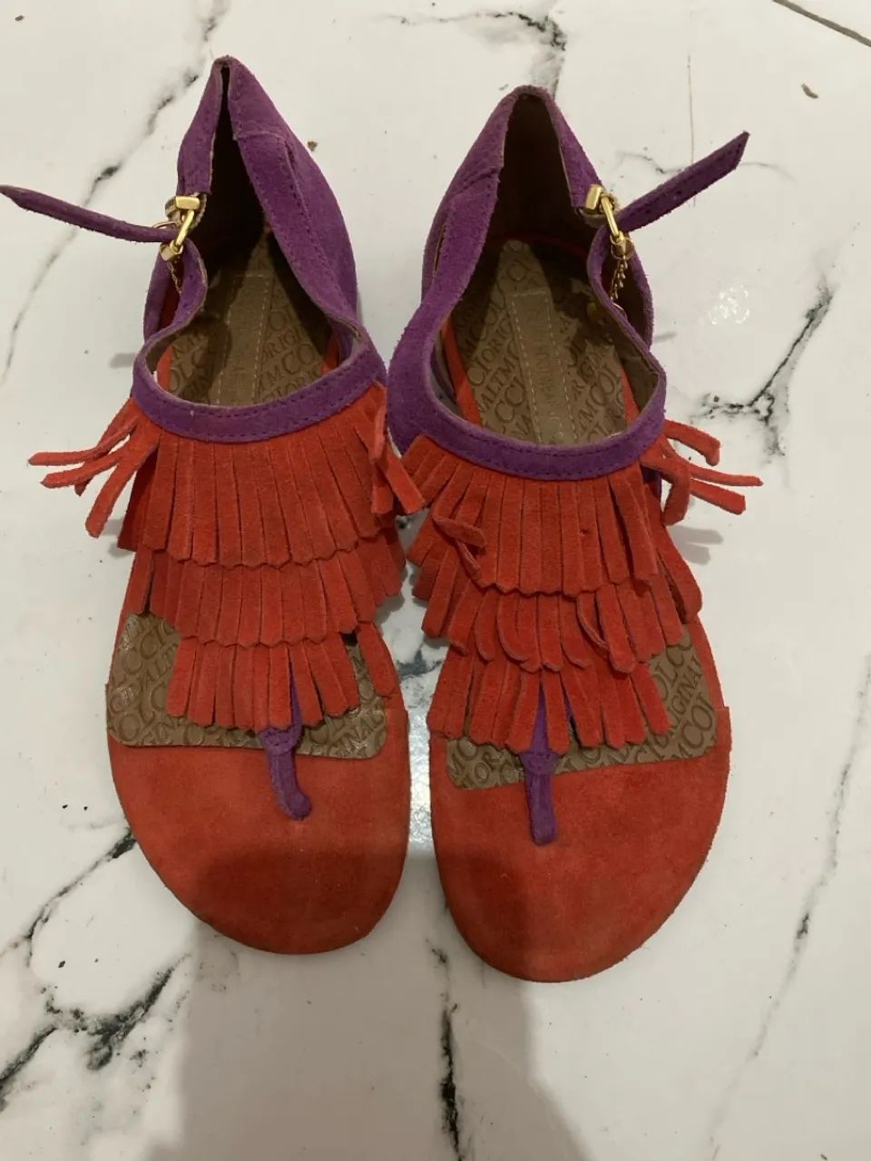 Sandália Roxo e Laranja com Franjas