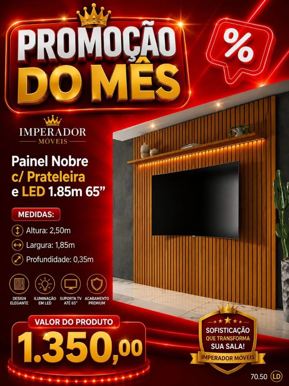 Painel Nobre c/ Prateleira e Led