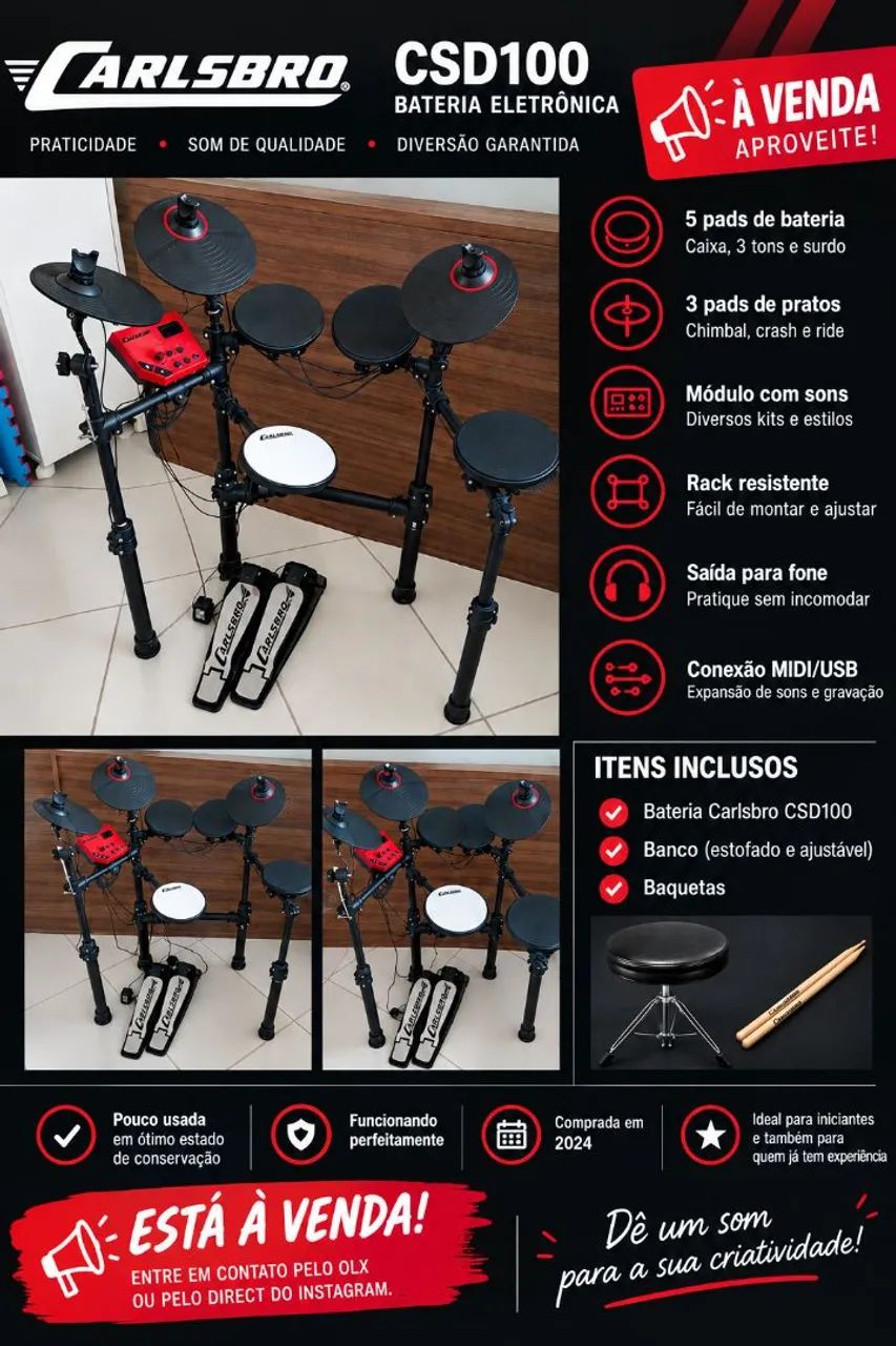 Baterial eletrônica Carlsbro CSD100