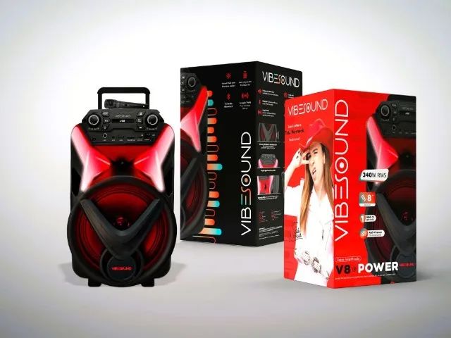 Caixa Bluetooth 340w Vibesound com microfone até 4 horas de Bateria - Foto 3