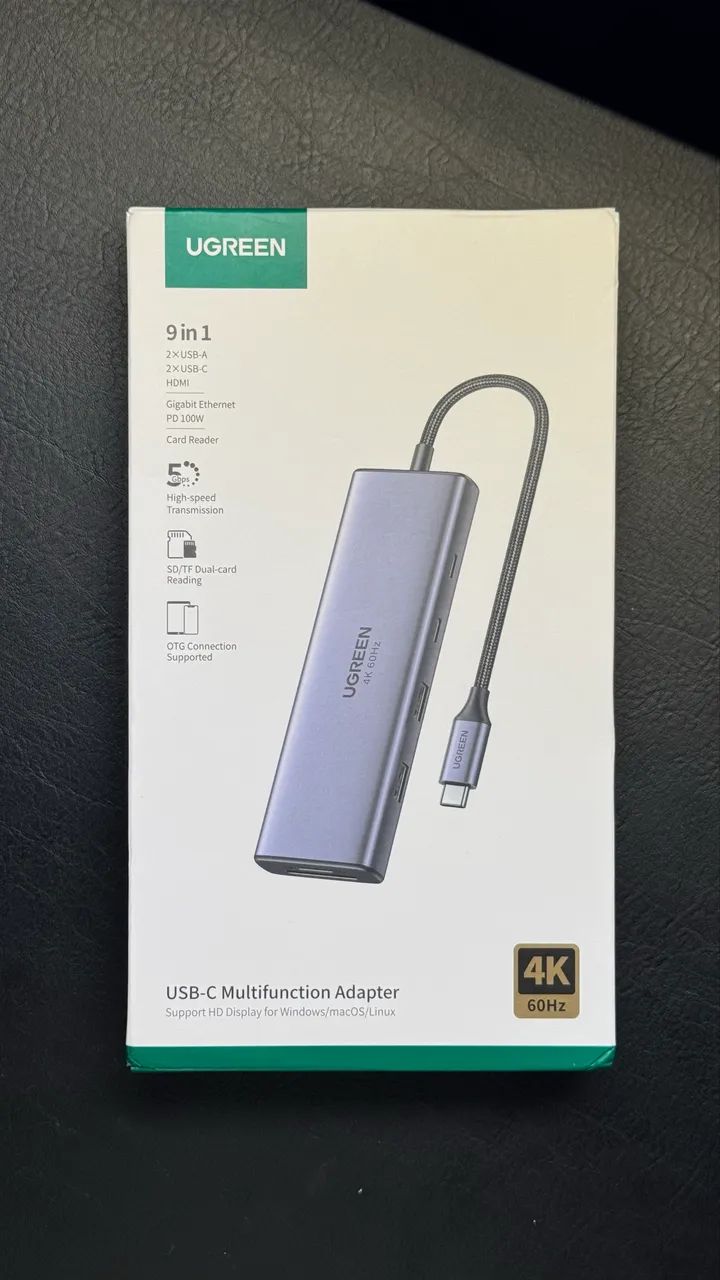 HUB Ugreen 9 em 1 - RJ45, HDMI, 2xUSB-C, 2xUSB-A, 1 SD Card e 1 TF Card