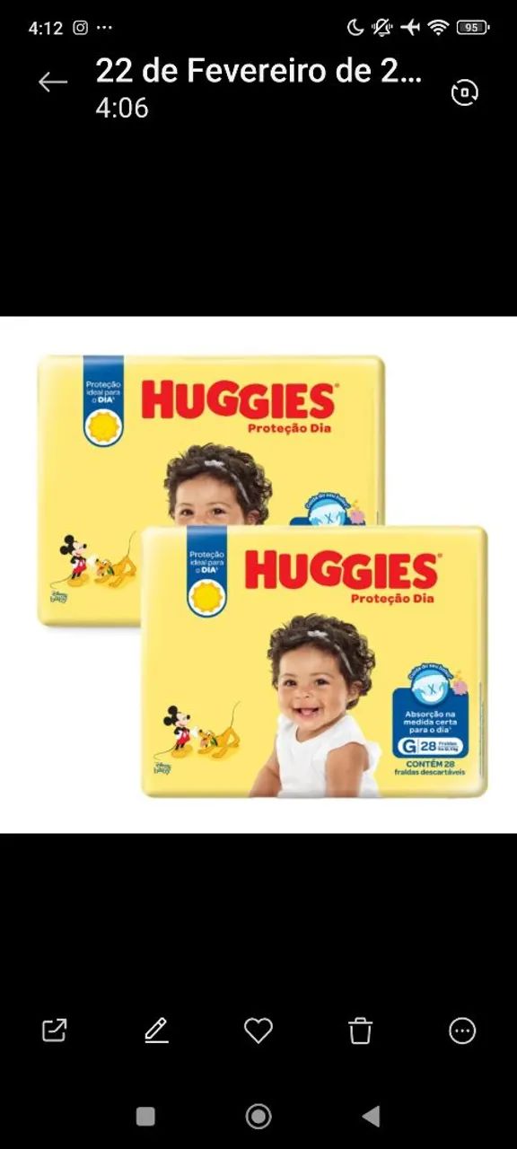 2 Huggies Proteção Dia G 28 unidades 