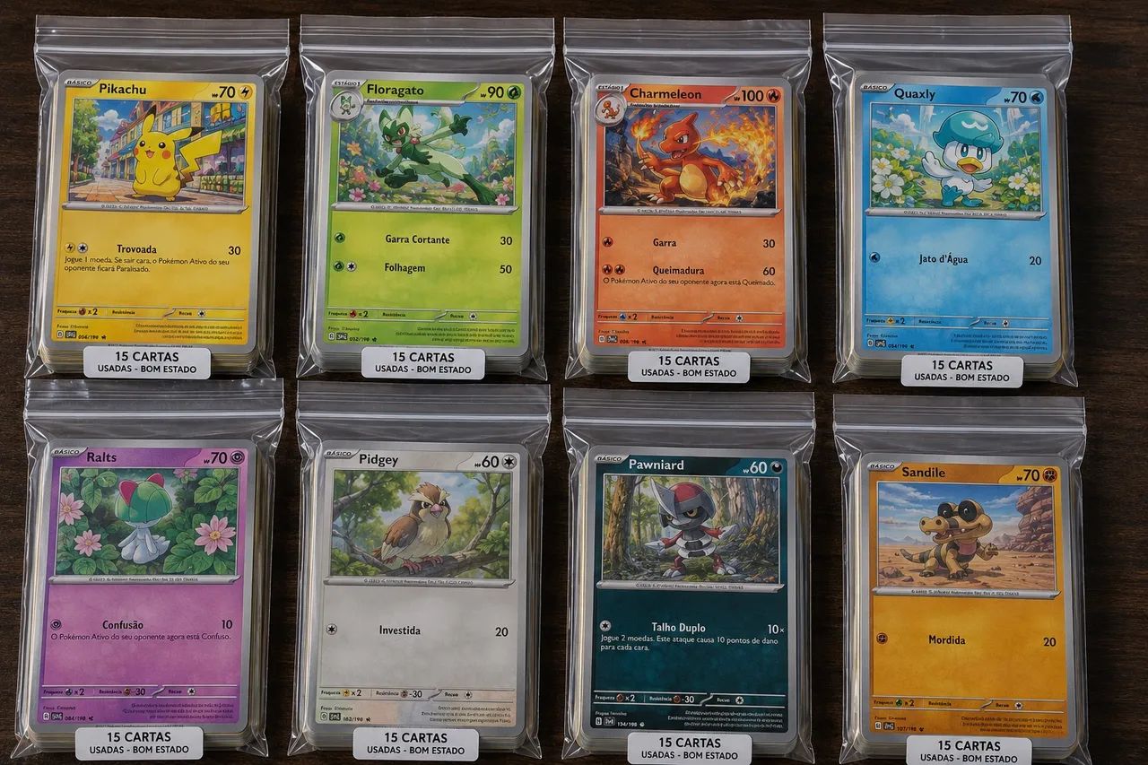 *CARTAS DE POKÉMON EM ÓTIMO ESTADO* pacote com 15 cartas cada - Foto 3