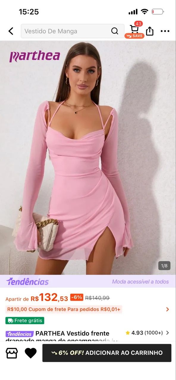 Vestido rosa shein