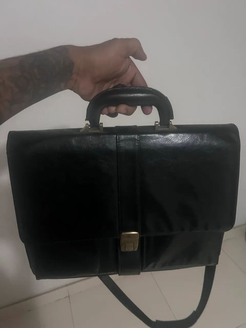 Bolsa masculina de couro legítimo 