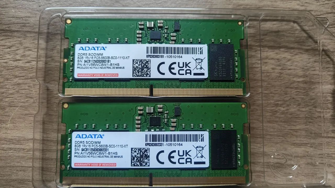 2x Memória RAM Notebook ADATA 8 GB DDR 5 5600 MHz