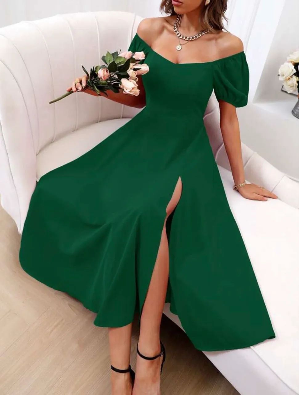 Vestido casual verde escuro - Foto 3
