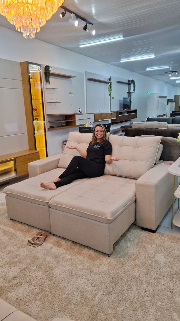 Sofa Retratil e reclinável 2.10M revestido no linho