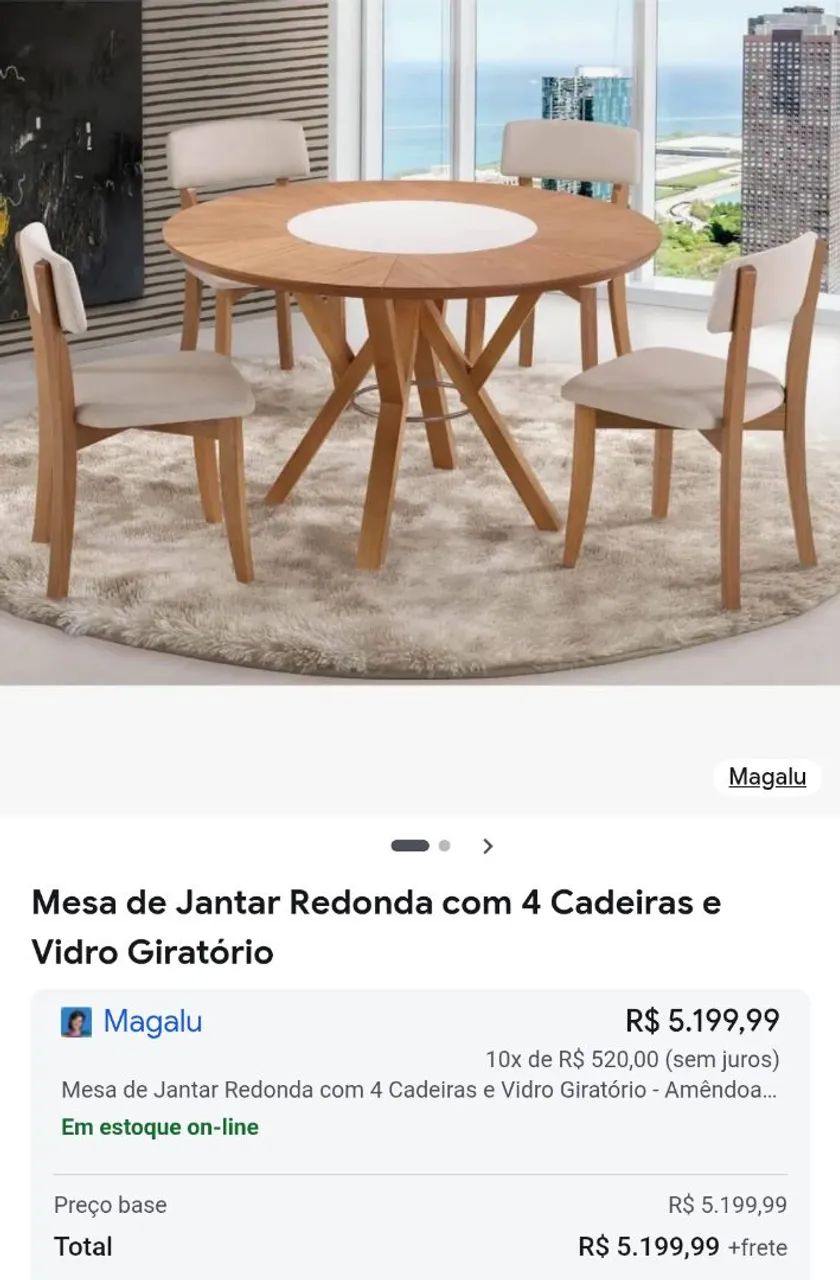 Vendo mesa de madeira com centro giratório de vidro  - Foto 3