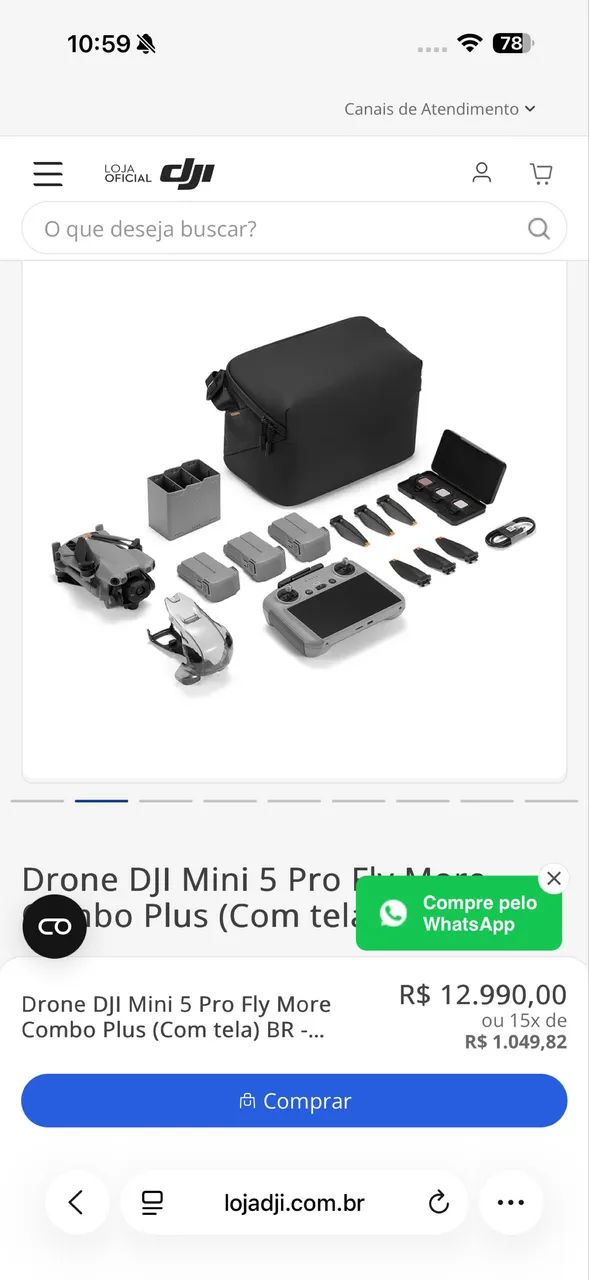 Drone DJI MINI 5 PRO COMBO FLY MORE PLUS - NOVO! - Foto 3