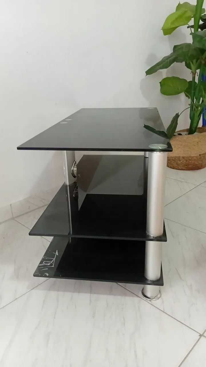 Rack / Estante Importada da Alemanha para TV e Som - Vidro Temperado e Alumínio - Foto 3