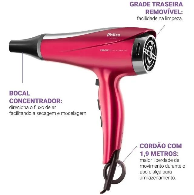 Secador de Cabelos Philco Bivolt 2200W PSC2300 Potência, Tecnologia e Design Premium - Foto 3