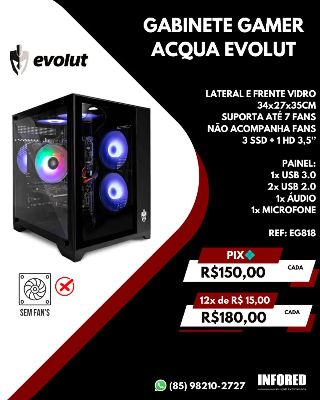 Gabinete Gamer Evolut Acqua