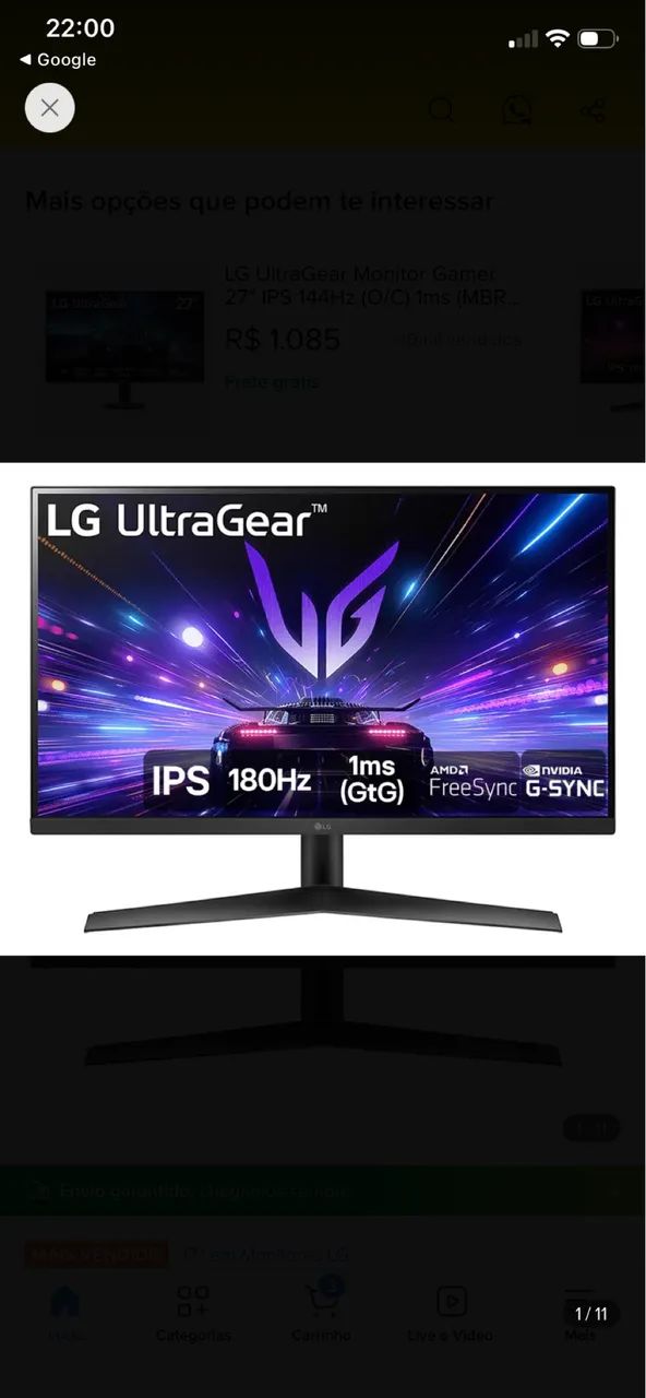 Monitor ultragear 27pol/180hz