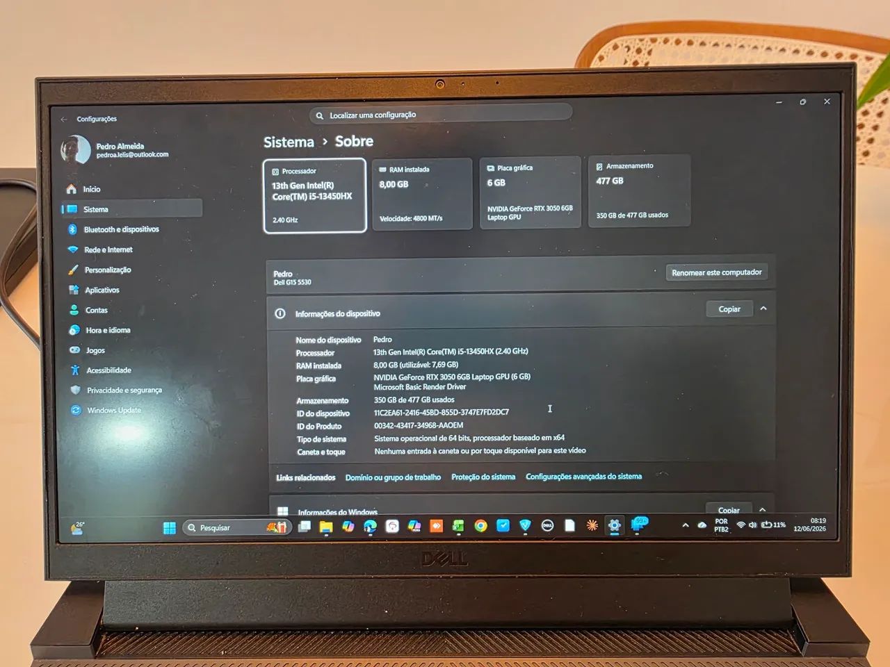 Notebook Dell G15 5530 + i5 13th + 8gb RAM + RTX 3050 - Foto 4