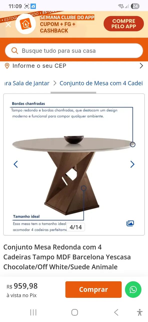 Mesa redonda com 4 cadeiras  - Foto 4