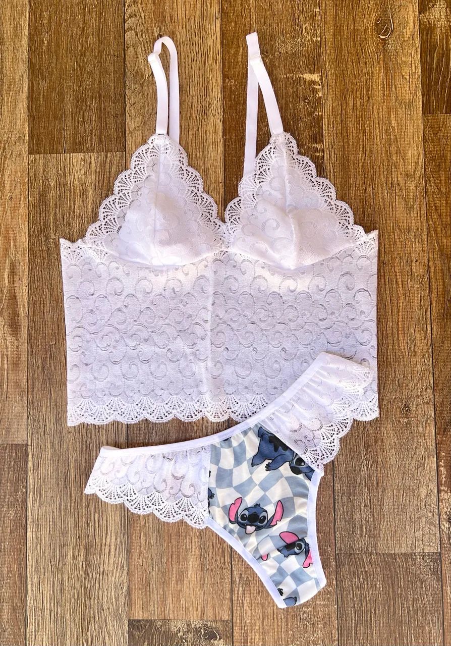 Pijama babydoll de renda 