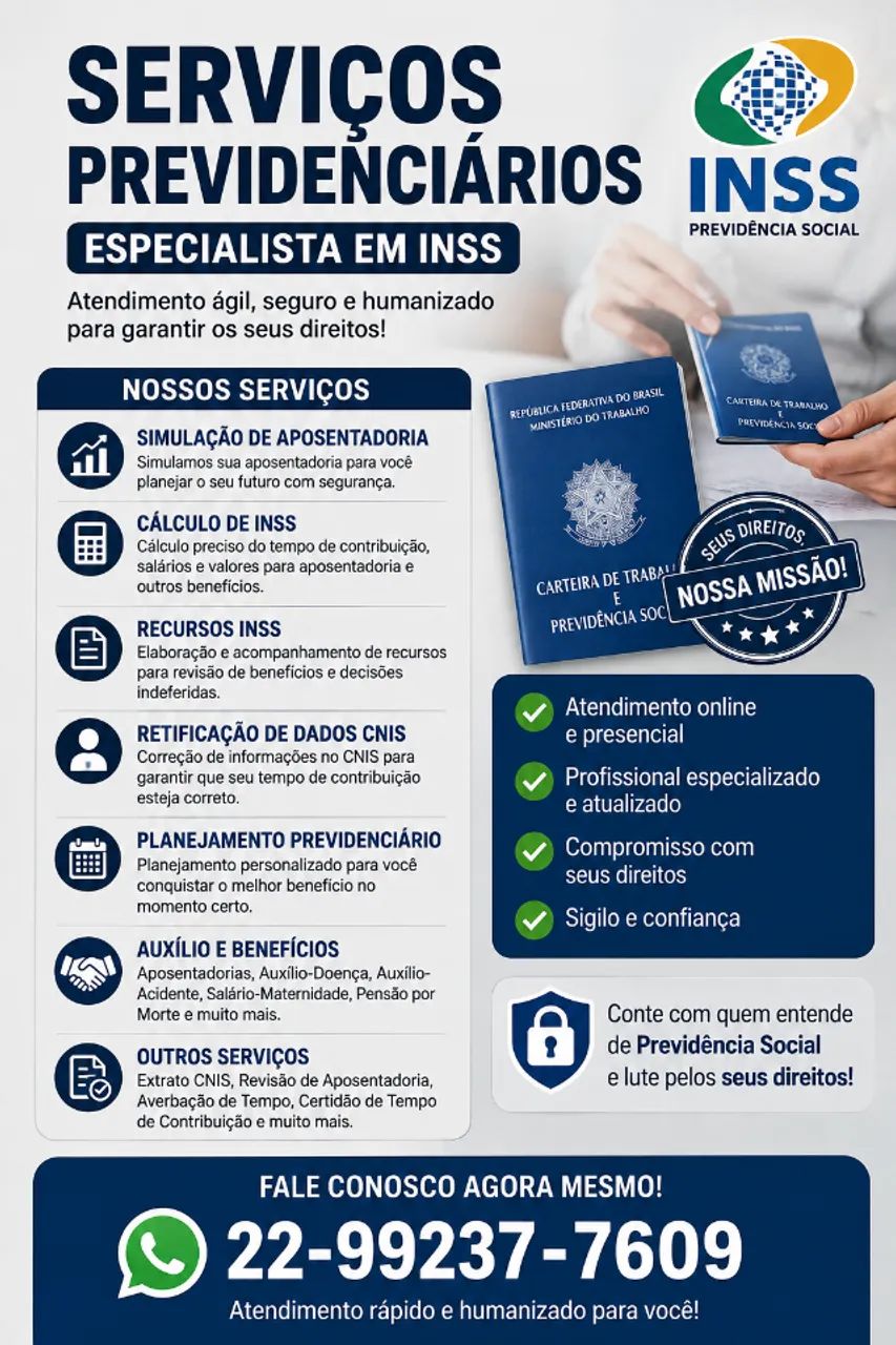 Serviços na area previdencia social-inss