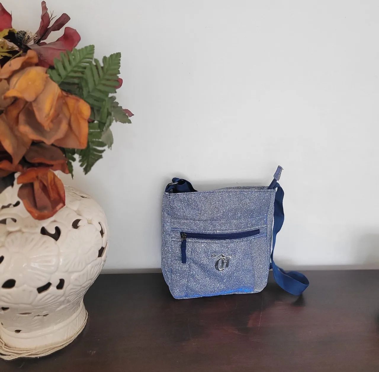 Bolsa Transversal sestini Capricho glitter azul - Foto 2