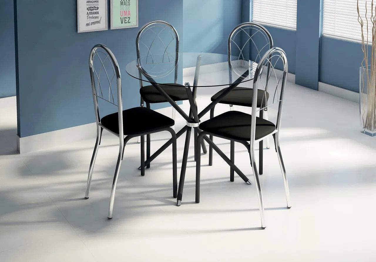 Mesa de jantar madrid de vidro com cadeiras sofisticadas em Promoção! - Foto 2