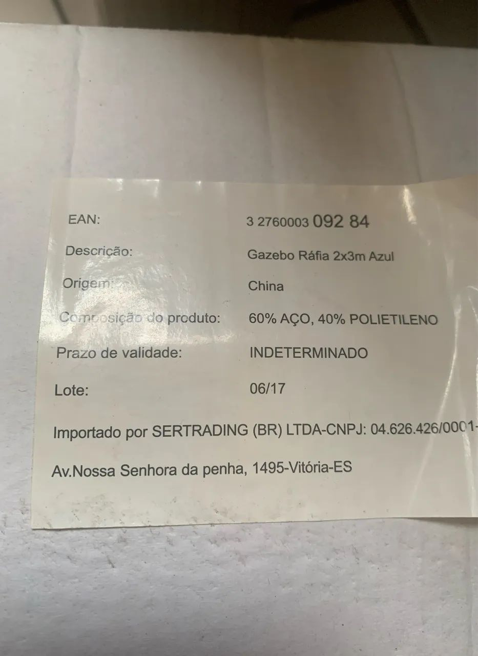 Venda de gazebo/ barraca usado só 1 vez.