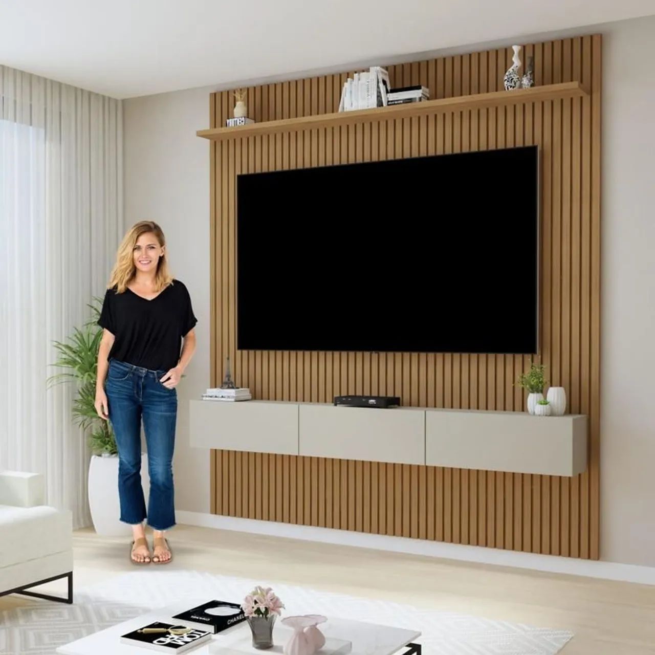 Painel ripado MDF 1,80 de largura TV até 70 polegadas  - Foto 2