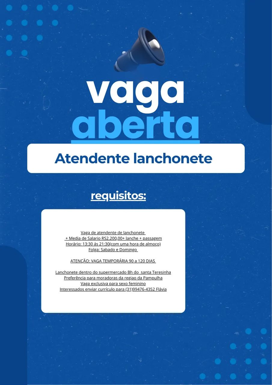 Atendente de lanchonete 