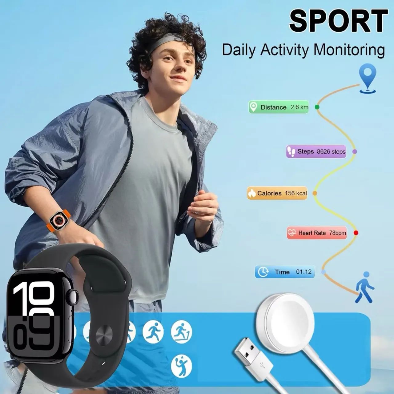  Smartwatch S10 Pro Série 10 - Bluetooth, Chamadas, GPS e ChatGPT 2 Pulseiras - Foto 2