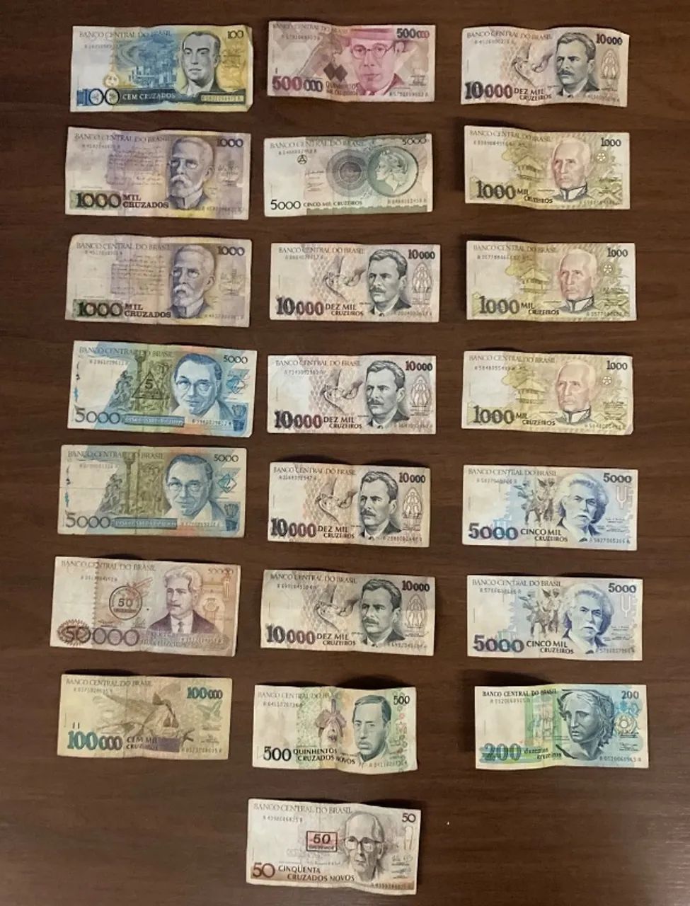 22 cédulas de dinheiro antigo do Brasil